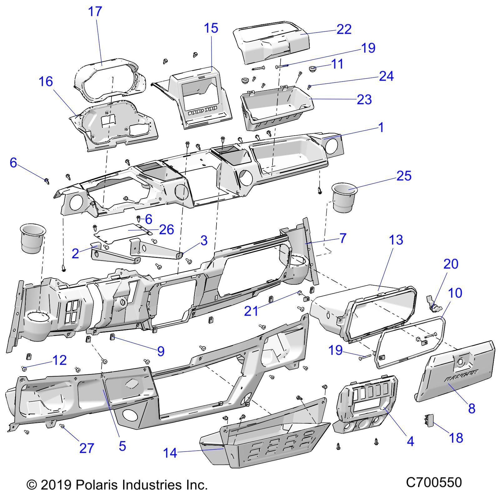 CARROSSERIE TABLEAU DE BORDS RC POUR RANGER XP 1000 NSTR FACTORY CHOICE 2019