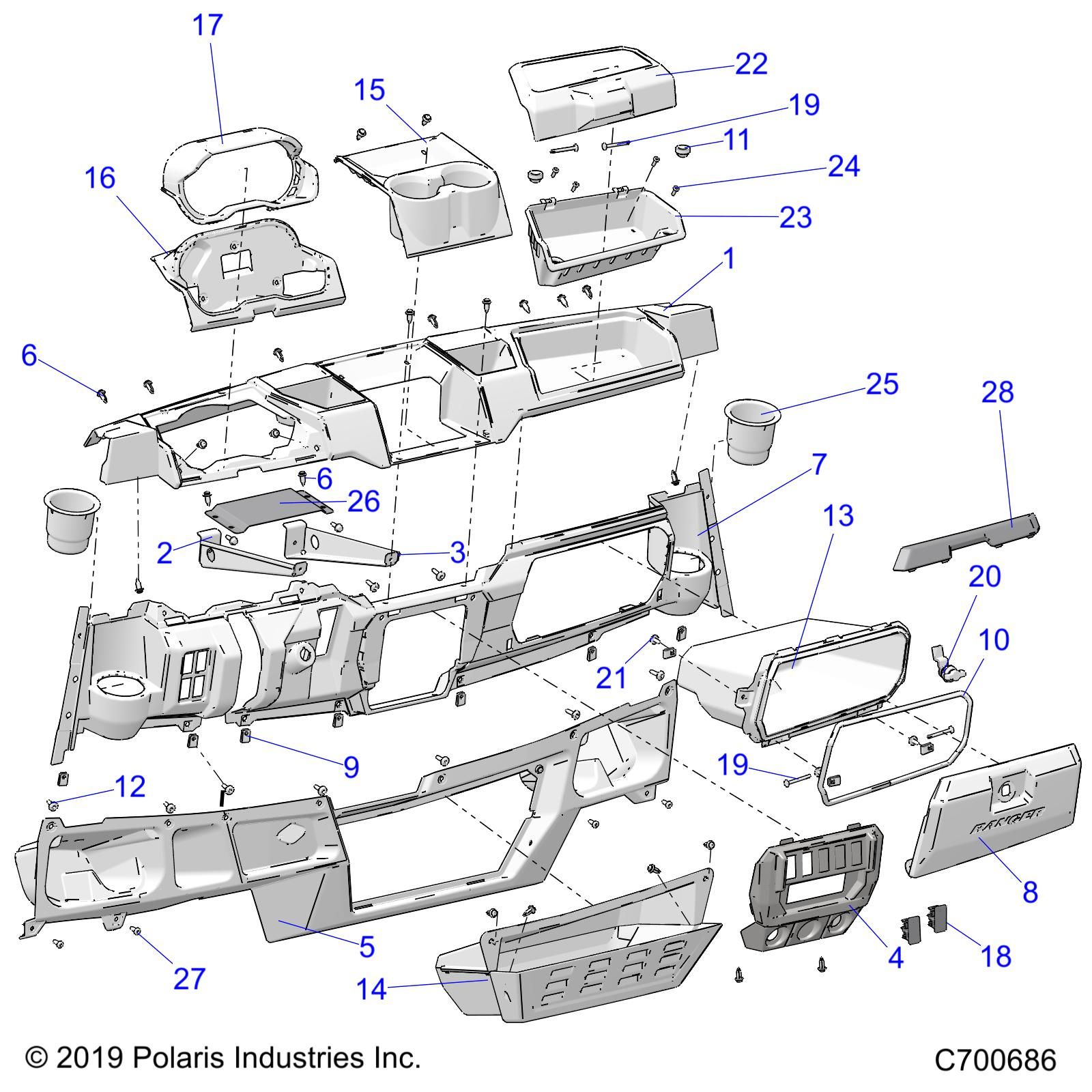 CARROSSERIE TABLEAU DE BORDS STANDARD POUR RANGER 1000 BACK COUNTRY FC 2020