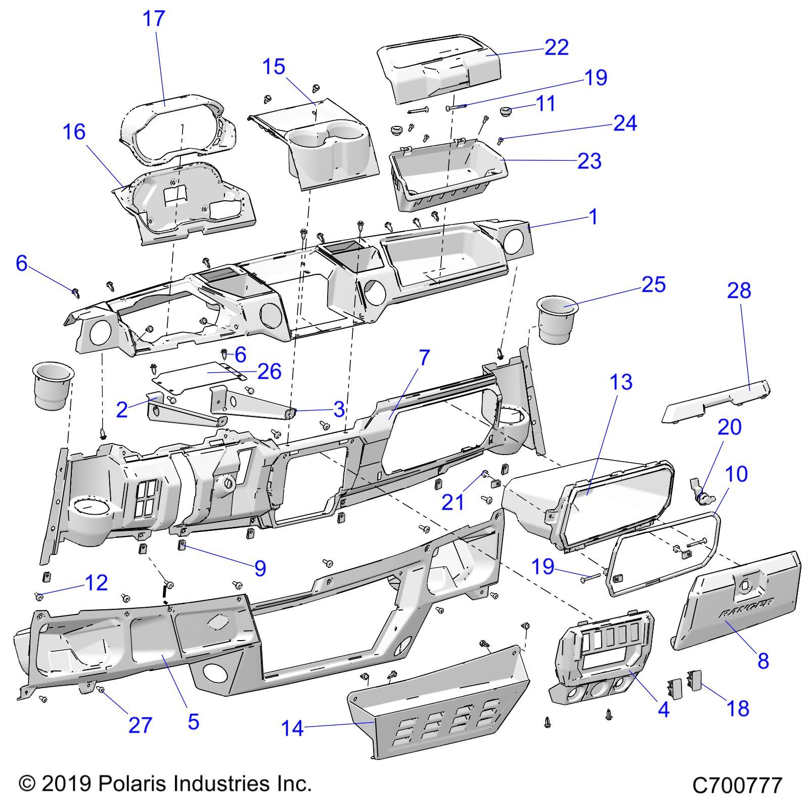 CARROSSERIE TABLEAU DE BORDS STANDARD POUR RANGER CREW 1000 NSTR FC 2020