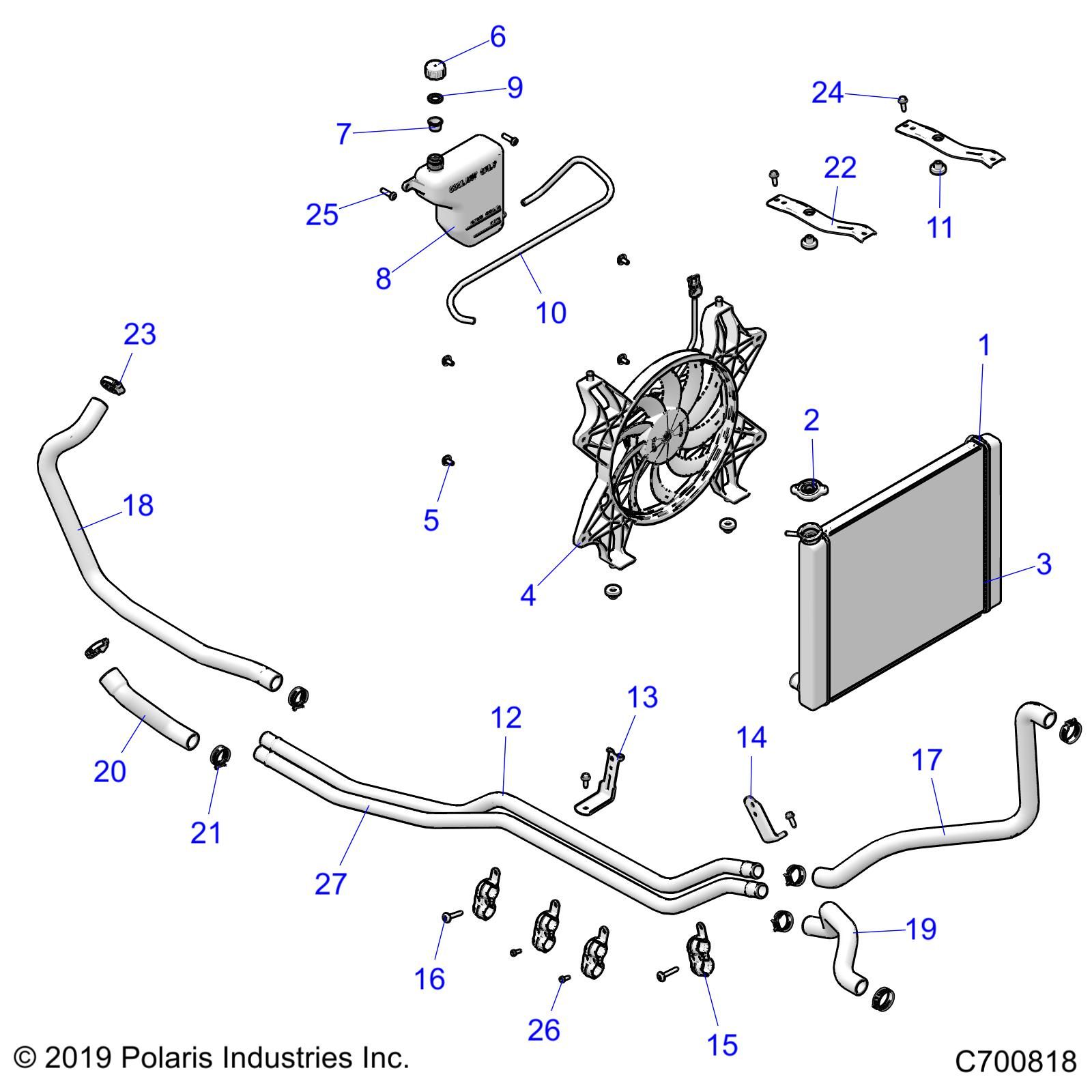 MOTEUR SYSTEME DE REFROIDISSEMENT POUR RZR TRAIL S 1000 EPS 3PC INTL R01 2023