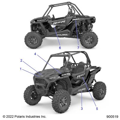 CARROSSERIE AUTOCOLLANTS POUR RZR 1000S4 2019  la  référence POLARIS QUAD et SSV